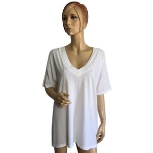 Aerie Oversized V-Neck Boyfriend Tee White Size Medium